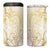 Gold And White Aoteara Horse Racing 4 in 1 Can Cooler Tumbler NZ Maori Pattern