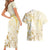 Gold And White Aoteara Horse Racing Couples Matching Short Sleeve Bodycon Dress and Hawaiian Shirt NZ Maori Pattern