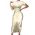 Gold And White Aoteara Horse Racing Family Matching Short Sleeve Bodycon Dress and Hawaiian Shirt NZ Maori Pattern