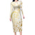 Gold And White Aoteara Horse Racing Long Sleeve Bodycon Dress NZ Maori Pattern