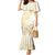 Gold And White Aoteara Horse Racing Mermaid Dress NZ Maori Pattern