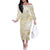 Gold And White Aoteara Horse Racing Off The Shoulder Long Sleeve Dress NZ Maori Pattern