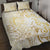 Gold And White Aoteara Horse Racing Quilt Bed Set NZ Maori Pattern