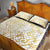 Gold And White Aoteara Horse Racing Quilt Bed Set NZ Maori Pattern