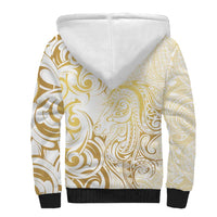 Gold And White Aoteara Horse Racing Sherpa Hoodie NZ Maori Pattern