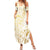 Gold And White Aoteara Horse Racing Summer Maxi Dress NZ Maori Pattern