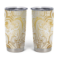 Gold And White Aoteara Horse Racing Tumbler Cup NZ Maori Pattern