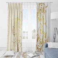Gold And White Aoteara Horse Racing Window Curtain NZ Maori Pattern