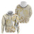 Gold And White Aoteara Horse Racing Zip Hoodie NZ Maori Pattern