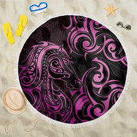 Pink Aoteara Horse Racing Beach Blanket NZ Maori Pattern