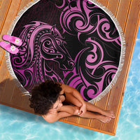 Pink Aoteara Horse Racing Beach Blanket NZ Maori Pattern