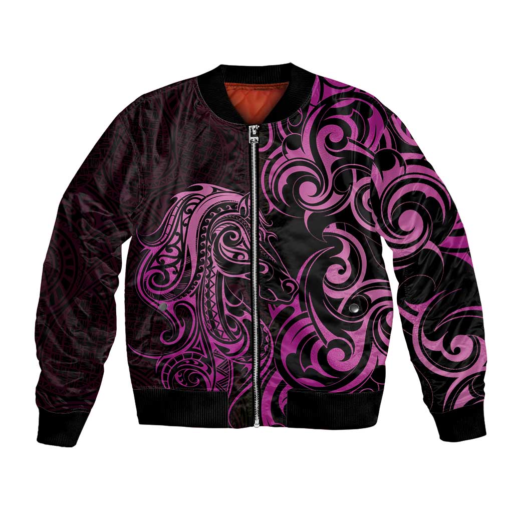 Pink Aoteara Horse Racing Bomber Jacket NZ Maori Pattern