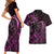 Pink Aoteara Horse Racing Couples Matching Short Sleeve Bodycon Dress and Hawaiian Shirt NZ Maori Pattern