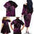 Pink Aoteara Horse Racing Family Matching Off The Shoulder Long Sleeve Dress and Hawaiian Shirt NZ Maori Pattern