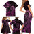 Pink Aoteara Horse Racing Family Matching Short Sleeve Bodycon Dress and Hawaiian Shirt NZ Maori Pattern