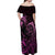 Pink Aoteara Horse Racing Off Shoulder Maxi Dress NZ Maori Pattern