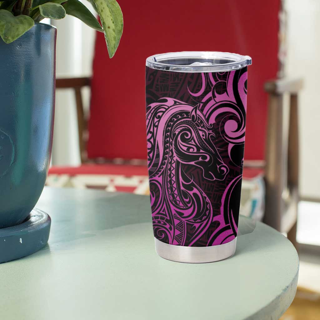 Pink Aoteara Horse Racing Tumbler Cup NZ Maori Pattern