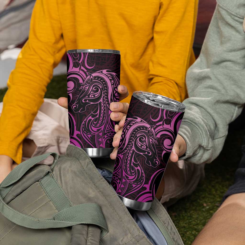 Pink Aoteara Horse Racing Tumbler Cup NZ Maori Pattern