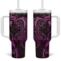 Pink Aoteara Horse Racing Tumbler With Handle NZ Maori Pattern