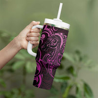 Pink Aoteara Horse Racing Tumbler With Handle NZ Maori Pattern