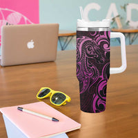 Pink Aoteara Horse Racing Tumbler With Handle NZ Maori Pattern