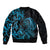 Blue Aoteara Horse Racing Bomber Jacket NZ Maori Pattern