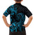 Blue Aoteara Horse Racing Family Matching Short Sleeve Bodycon Dress and Hawaiian Shirt NZ Maori Pattern