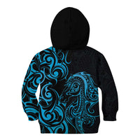 Blue Aoteara Horse Racing Kid Hoodie NZ Maori Pattern