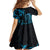 Blue Aoteara Horse Racing Kid Short Sleeve Dress NZ Maori Pattern