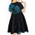 Blue Aoteara Horse Racing Kid Short Sleeve Dress NZ Maori Pattern