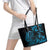 Blue Aoteara Horse Racing Leather Tote Bag NZ Maori Pattern