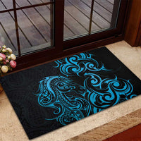 Blue Aoteara Horse Racing Rubber Doormat NZ Maori Pattern