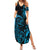 Blue Aoteara Horse Racing Summer Maxi Dress NZ Maori Pattern