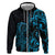 Blue Aoteara Horse Racing Zip Hoodie NZ Maori Pattern