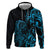 Blue Aoteara Horse Racing Zip Hoodie NZ Maori Pattern