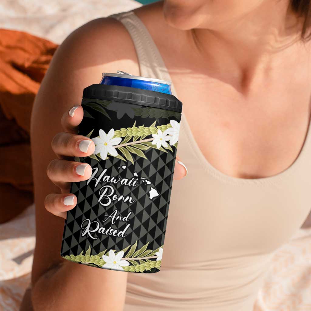 Born And Raised Aloha Hawaii 4 in 1 Can Cooler Tumbler Kanaka Kakau Hawaiian Tiare Pakalana Lei LT14 - Polynesian Pride
