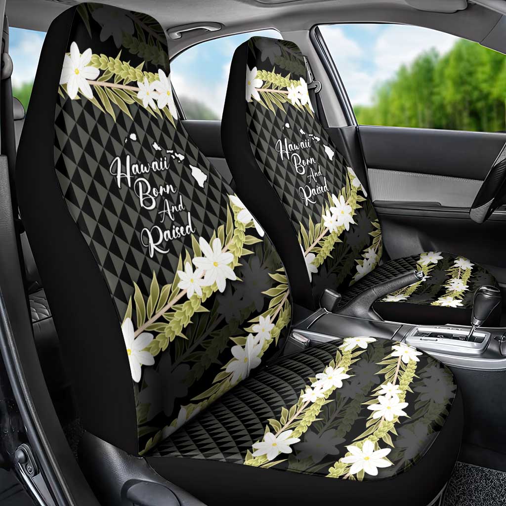 Born And Raised Aloha Hawaii Car Seat Cover Kanaka Kakau Hawaiian Tiare Pakalana Lei - Polynesian Pride