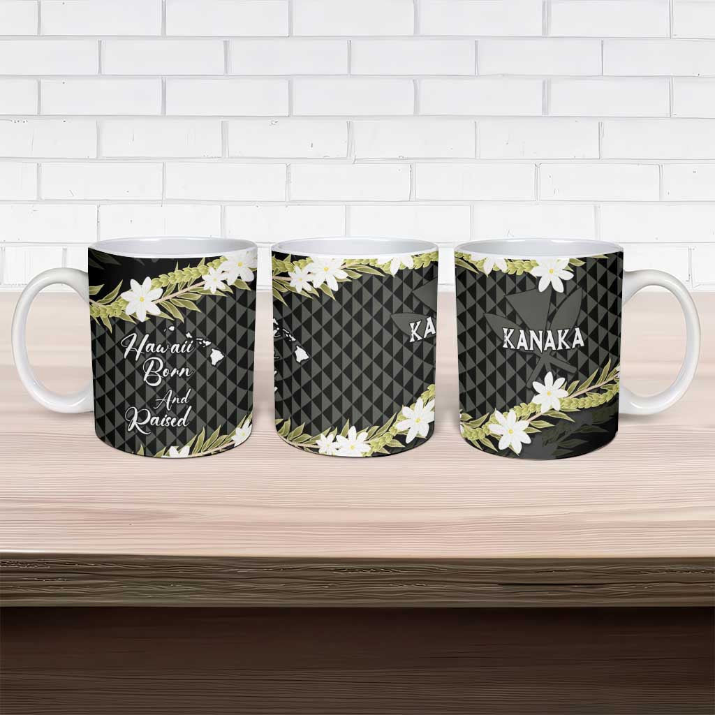 Born And Raised Aloha Hawaii Ceramic Mug Kanaka Kakau Hawaiian Tiare Pakalana Lei LT14 - Polynesian Pride