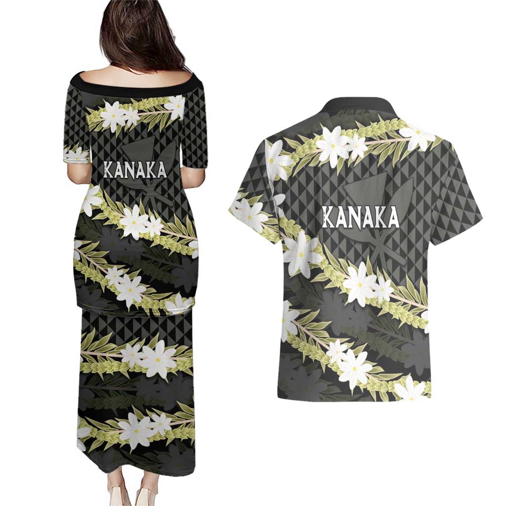 Born And Raised Aloha Hawaii Couples Matching Puletasi and Hawaiian Shirt Kanaka Kakau Hawaiian Tiare Pakalana Lei LT14 - Polynesian Pride