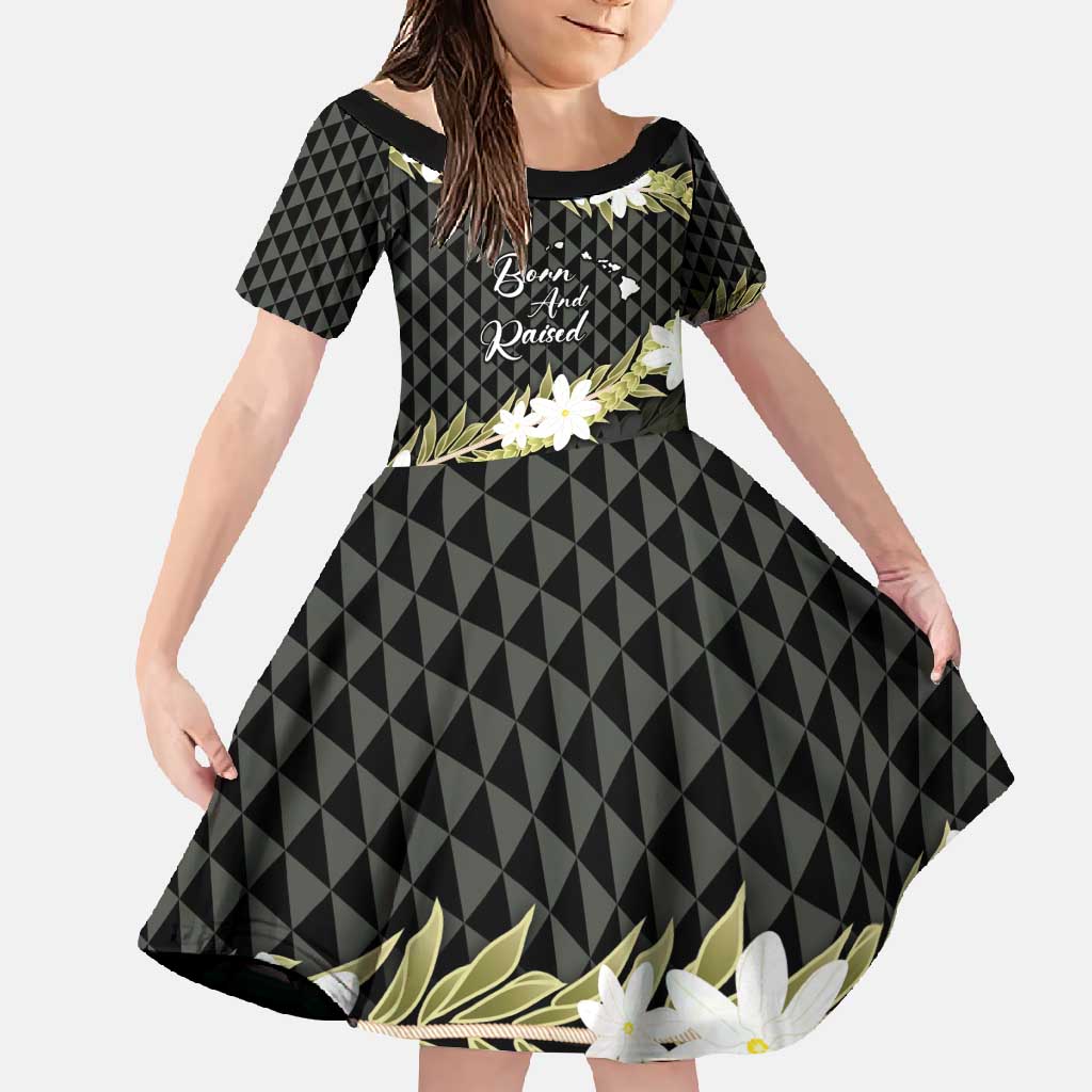 Born And Raised Aloha Hawaii Family Matching Long Sleeve Bodycon Dress and Hawaiian Shirt Kanaka Kakau Hawaiian Tiare Pakalana Lei - Polynesian Pride