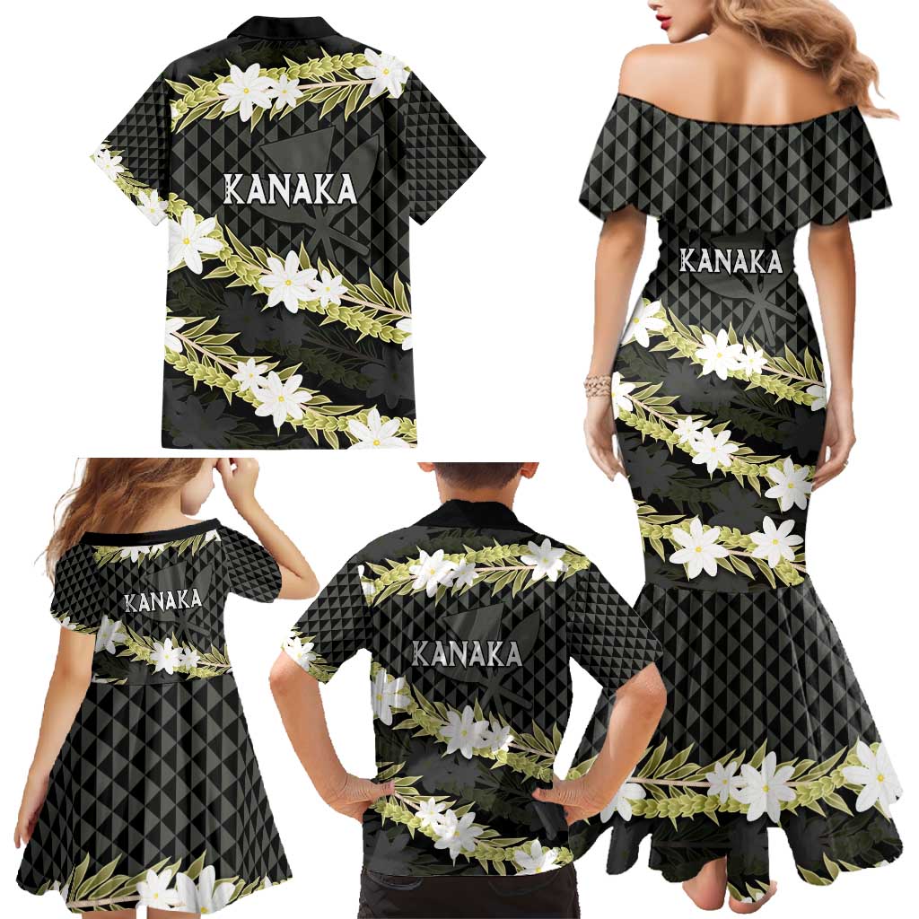 Born And Raised Aloha Hawaii Family Matching Mermaid Dress and Hawaiian Shirt Kanaka Kakau Hawaiian Tiare Pakalana Lei - Polynesian Pride