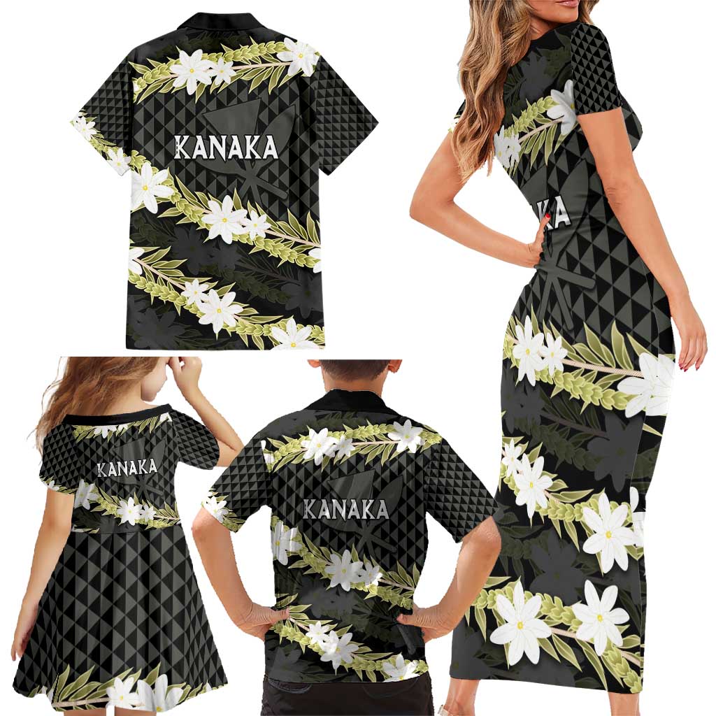 Born And Raised Aloha Hawaii Family Matching Short Sleeve Bodycon Dress and Hawaiian Shirt Kanaka Kakau Hawaiian Tiare Pakalana Lei - Polynesian Pride
