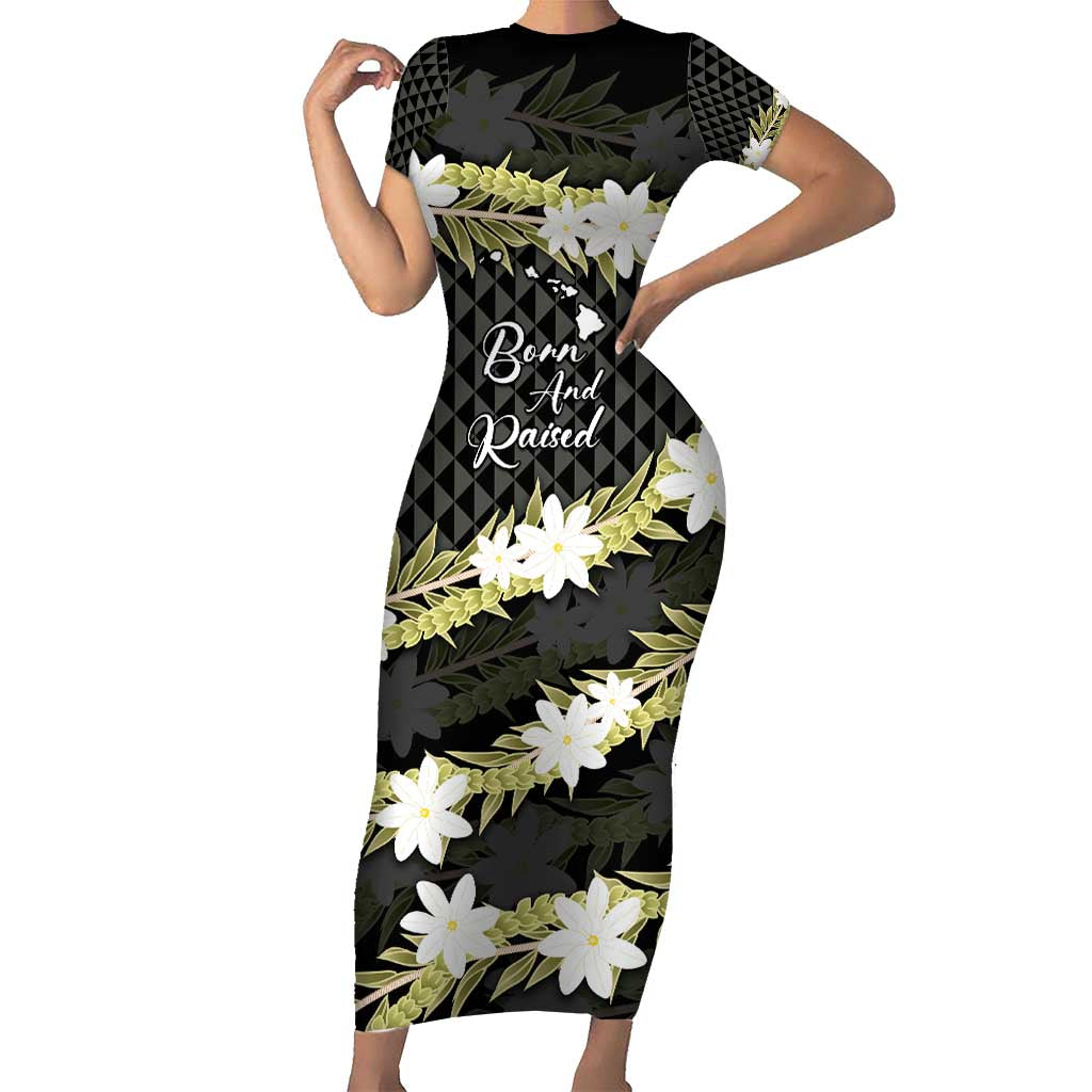 Born And Raised Aloha Hawaii Family Matching Short Sleeve Bodycon Dress and Hawaiian Shirt Kanaka Kakau Hawaiian Tiare Pakalana Lei - Polynesian Pride