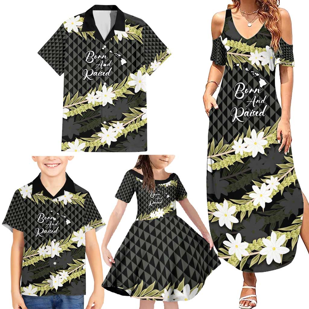 Born And Raised Aloha Hawaii Family Matching Summer Maxi Dress and Hawaiian Shirt Kanaka Kakau Hawaiian Tiare Pakalana Lei - Polynesian Pride