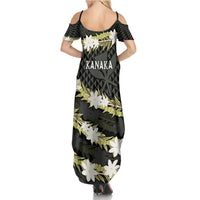 Born And Raised Aloha Hawaii Family Matching Summer Maxi Dress and Hawaiian Shirt Kanaka Kakau Hawaiian Tiare Pakalana Lei - Polynesian Pride