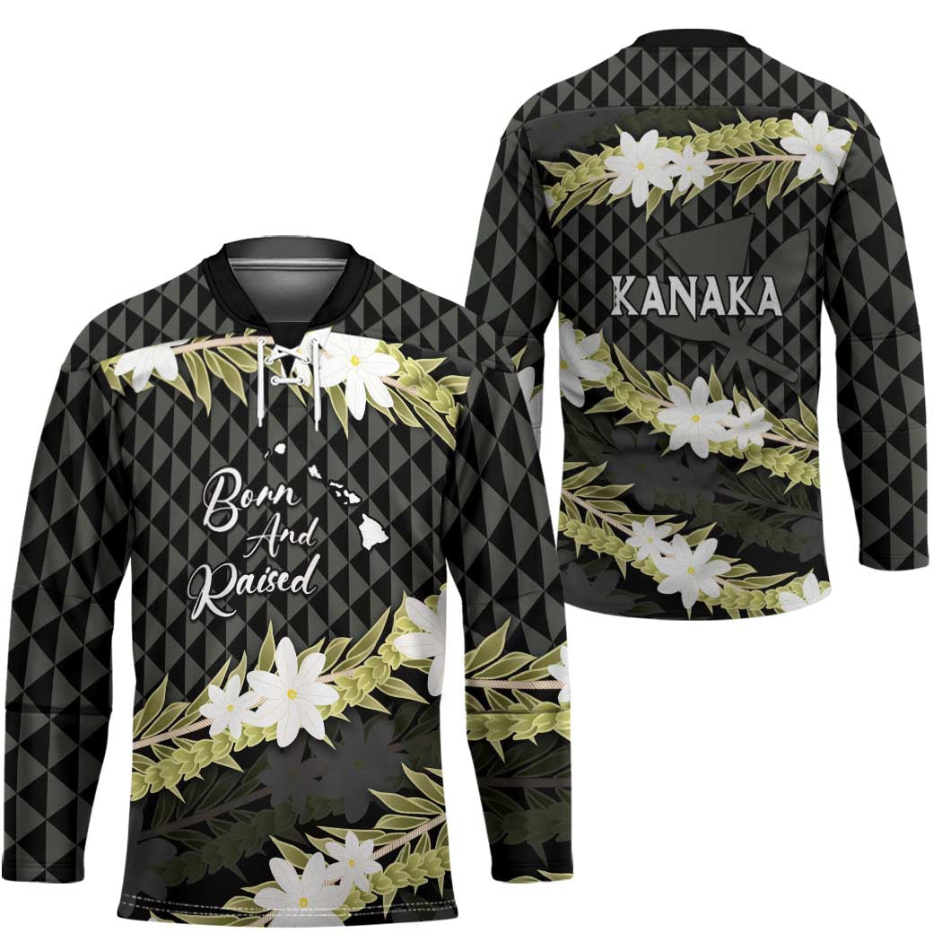 Born And Raised Aloha Hawaii Hockey Jersey Kanaka Kakau Hawaiian Tiare Pakalana Lei LT14 - Polynesian Pride
