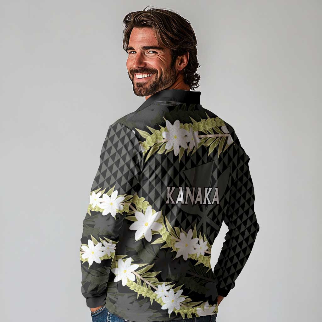 Born And Raised Aloha Hawaii Long Sleeve Polo Shirt Kanaka Kakau Hawaiian Tiare Pakalana Lei - Polynesian Pride