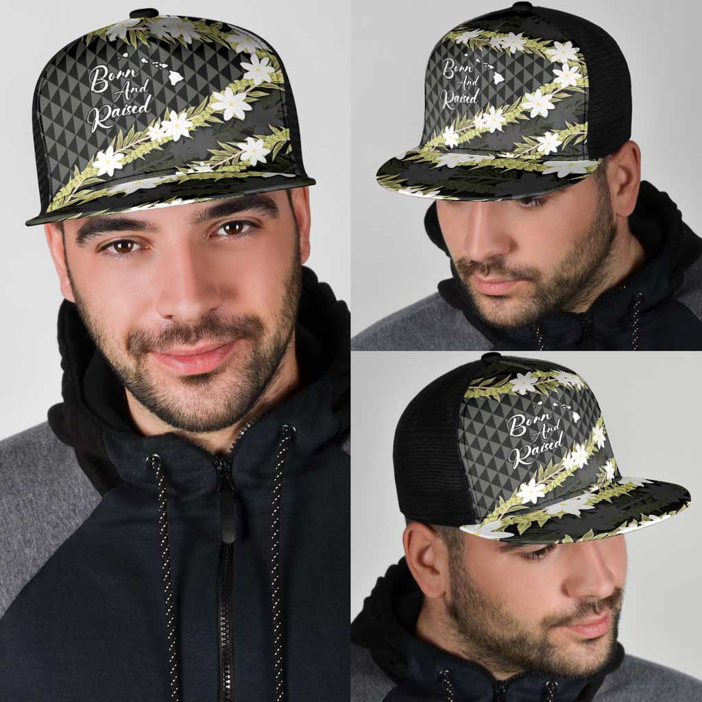Born And Raised Aloha Hawaii Mesh Trucker Cap Kanaka Kakau Hawaiian Tiare Pakalana Lei - Polynesian Pride