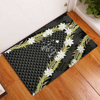 Born And Raised Aloha Hawaii Rubber Doormat Kanaka Kakau Hawaiian Tiare Pakalana Lei - Polynesian Pride