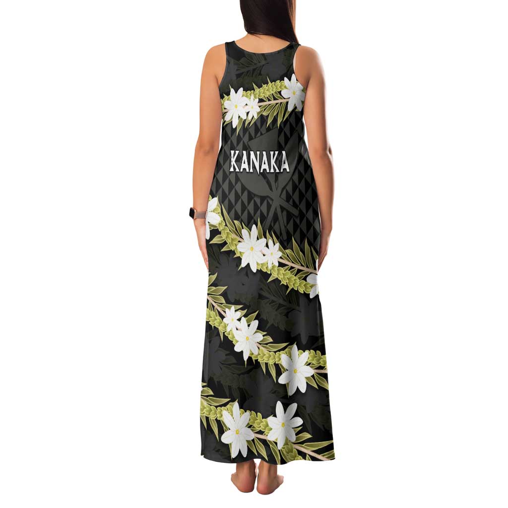 Born And Raised Aloha Hawaii Tank Maxi Dress Kanaka Kakau Hawaiian Tiare Pakalana Lei LT14 - Polynesian Pride